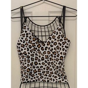 Gaze Leopard Print Cami Tank Top Small Y2K Style Cheetah Going Out Cute EUC
